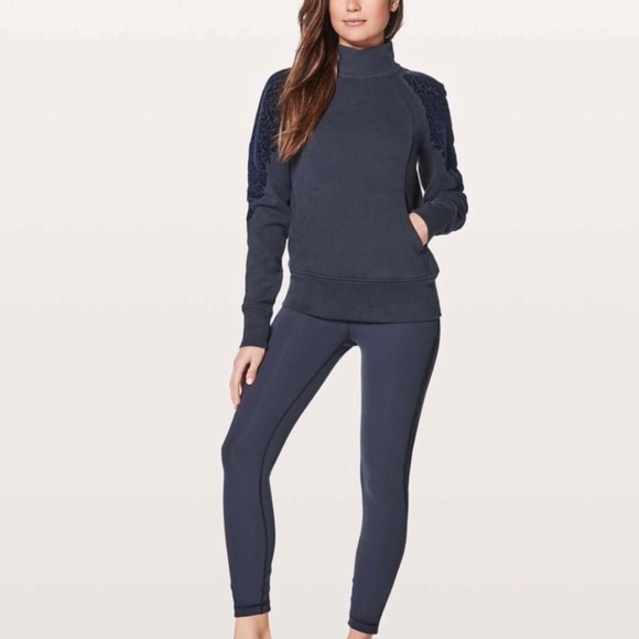 Lululemon Blue Floral Velvet Pullover Sweater - Picture 2 of 3